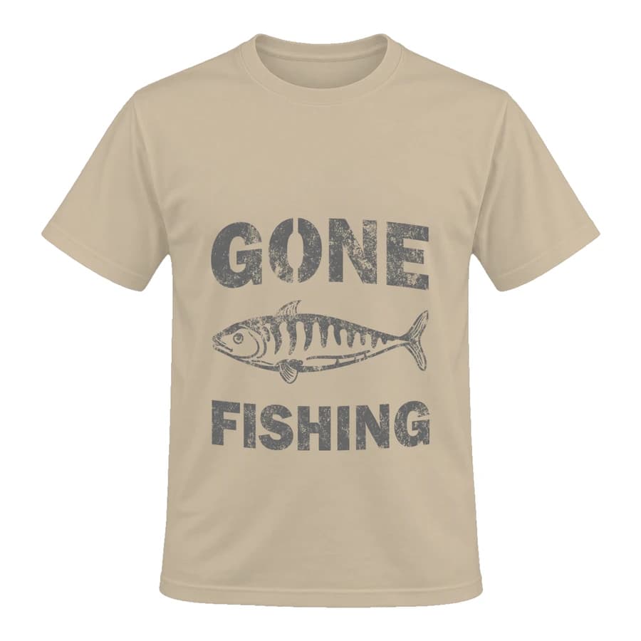 T-shirt — Gone Fishing — الأمام — بيج